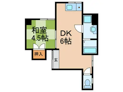 キャッスル小豆沢(1DK/2階)の間取り写真