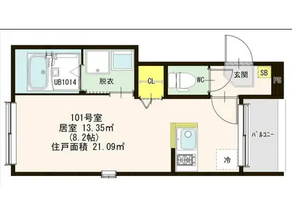 LEGARE足立(ワンルーム/1階)の間取り写真