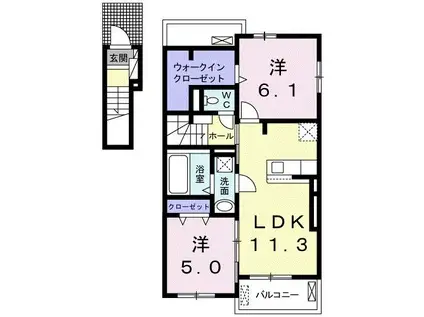 ワイ・グランディールII(2LDK/2階)の間取り写真