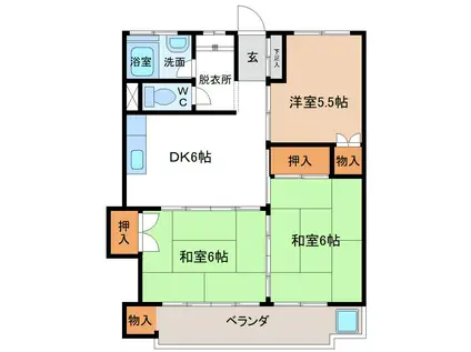 石沢ビル(3DK/2階)の間取り写真