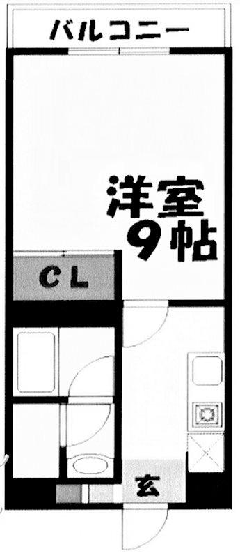 セルサス大道壱番館(1K/4階)の間取り写真