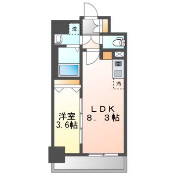 SOLメイクス浄心天神山(1LDK/6階)の間取り写真