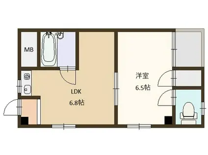 THE CITY砥堀(1DK/2階)の間取り写真