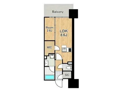 プラウド難波(1LDK/1階)の間取り写真
