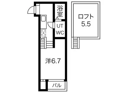 BLISS HOUSE(1K/2階)の間取り写真