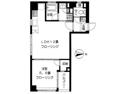 ベレッツァトーレ(1LDK/5階)の間取り写真