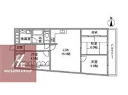 朝日プラザ千里A棟(3LDK/1階)の間取り写真