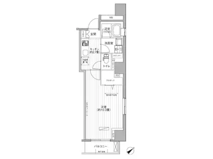 ベルテンポ赤坂(1K/7階)の間取り写真