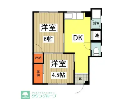 黒部ビル(2K/2階)の間取り写真