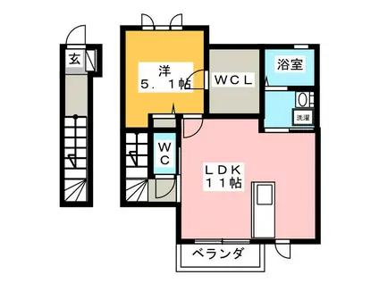 コーポFUJI IX(1LDK/2階)の間取り写真