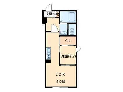 プレヤーデン(1LDK/1階)の間取り写真