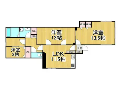 ホルム夙川(2SLDK/1階)の間取り写真
