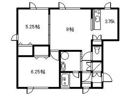 プロスパーハイムA・B(2LDK/1階)の間取り写真