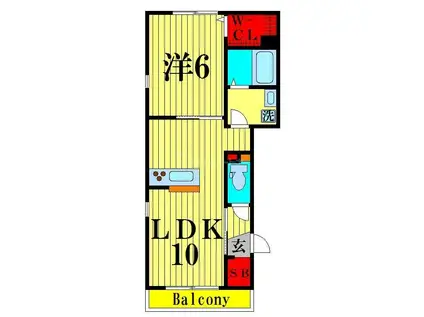 MAISON BLANCHE(1LDK/2階)の間取り写真