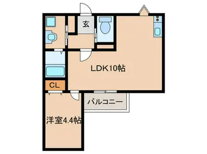 ELINA波多江北(1LDK/1階)の間取り写真