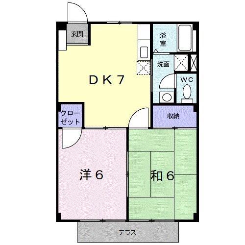 ハイツノア(2DK/1階)の間取り写真