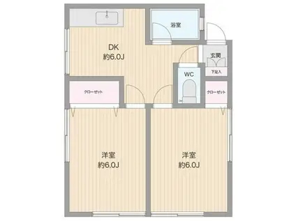 第2コーポ山崎(2DK/1階)の間取り写真