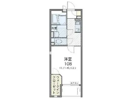 ミランダラギ III(1K/2階)の間取り写真