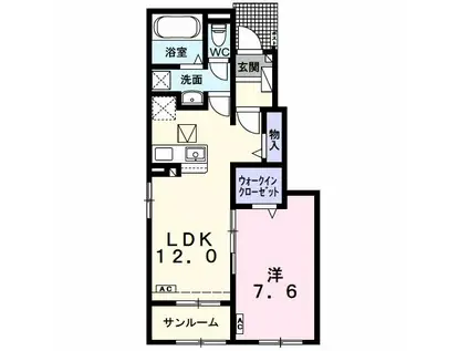 サンライズ ワン A(1LDK/1階)の間取り写真