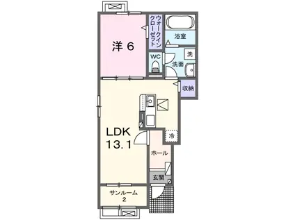 ヒルズ韮崎IV(1LDK/1階)の間取り写真