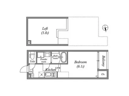 ハーモニーテラス小栗栖森本町(1K/2階)の間取り写真
