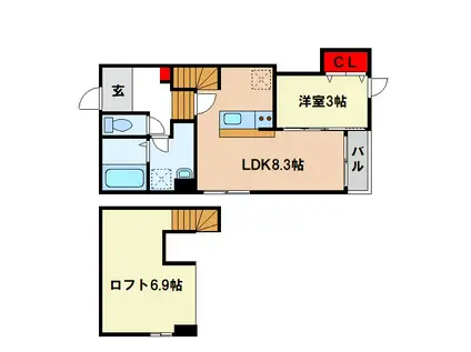 FEORI(1LDK/2階)の間取り写真