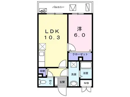 コンフォール世田谷(1LDK/2階)の間取り写真