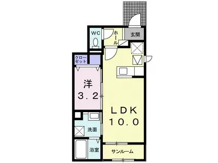 クラージュII(1LDK/1階)の間取り写真