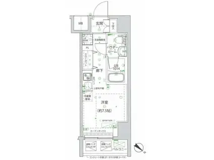 スパシエ横浜アルト(ワンルーム/7階)の間取り写真
