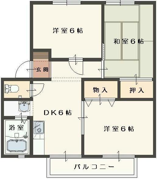 ハッピータウン高松(3DK/2階)の間取り写真