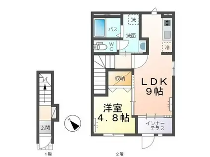 サンコート(1K/2階)の間取り写真
