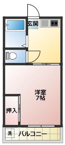 かつみハイツ(1K/2階)の間取り写真