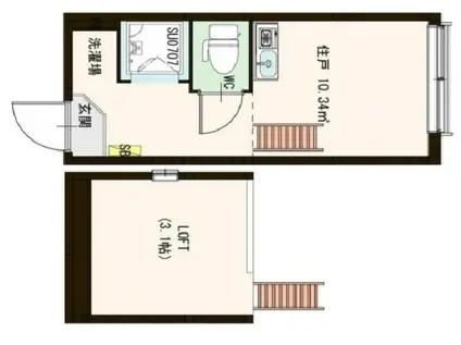 STAGE高田馬場(ワンルーム/1階)の間取り写真