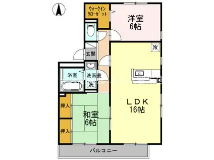バティール西小森野 C棟(2LDK/3階)の間取り写真