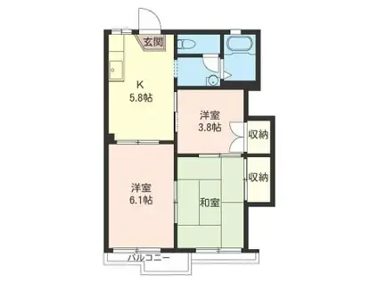 ガーデンハウスI (3K/2階)の間取り写真