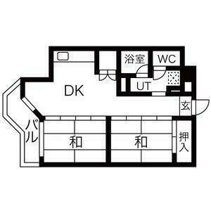 牛越橋ハイツ(2DK/3階)の間取り写真