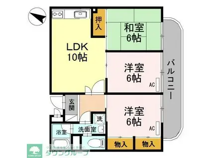 パークスI(3LDK/3階)の間取り写真