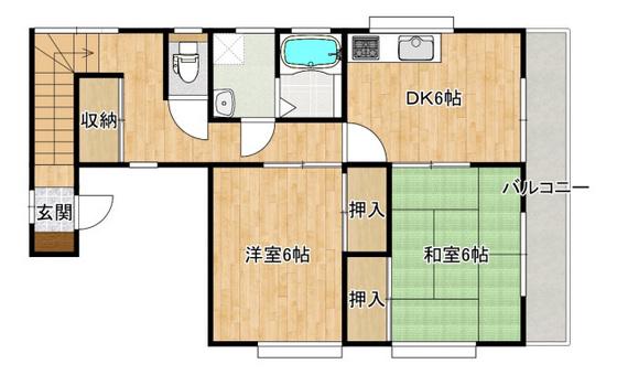 高橋コーポ(2DK/3階)の間取り写真