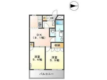 エレガントモレノ(2DK/1階)の間取り写真