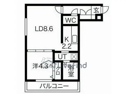 EXCEL澄川(1LDK/1階)の間取り写真