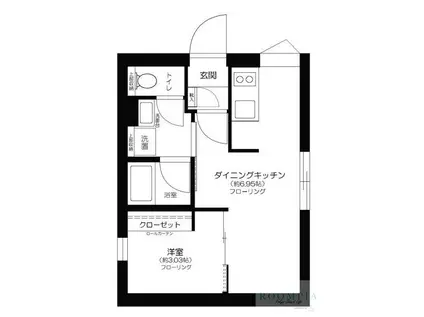 RUYGO神楽坂(1DK/3階)の間取り写真