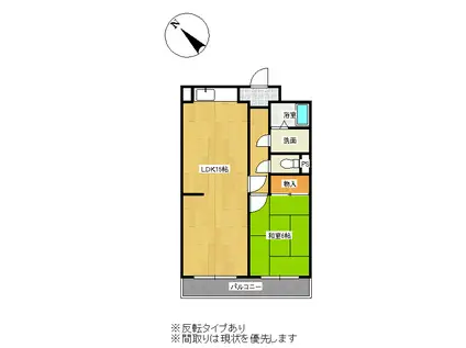 シャトー洗堰II(1LDK/2階)の間取り写真