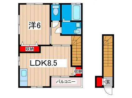 リッツガーデンB(1LDK/2階)の間取り写真