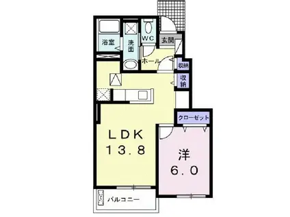 クワルツ・ド・ロッシュ奏(1LDK/1階)の間取り写真