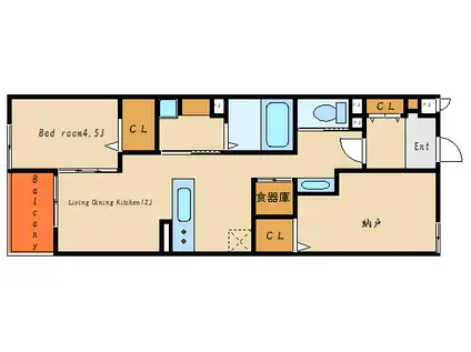 ビタミンテラス明石別所(1SLDK/2階)の間取り写真