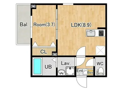 ジーメゾン伊勢原デルタ(1LDK/1階)の間取り写真