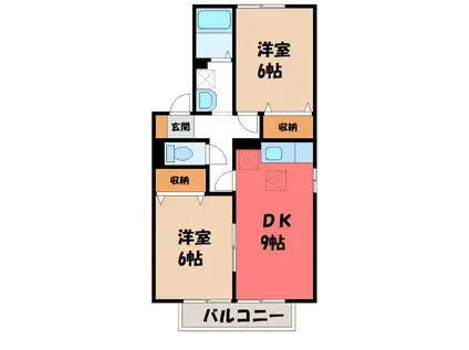 ハーヴェスト・パークA(2DK/2階)の間取り写真