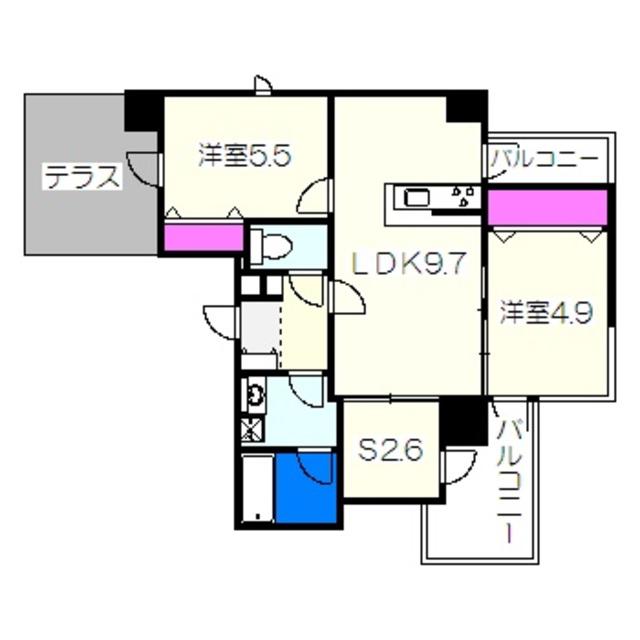 GROOVE堺東レジデンス(2SLDK/10階)の間取り写真