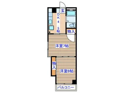 ひらのビル(2DK/4階)の間取り写真