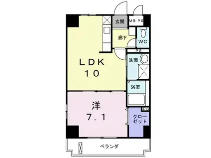 カーサ ヴェンティ(1LDK/7階)の間取り写真